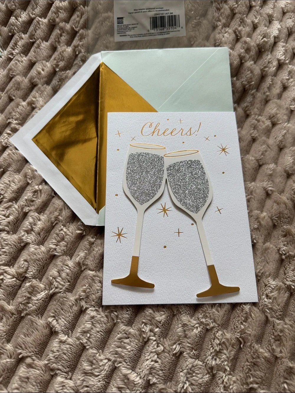 Rifle Paper Co. Gold & Silver 'Cheers' Champagne Toast Card